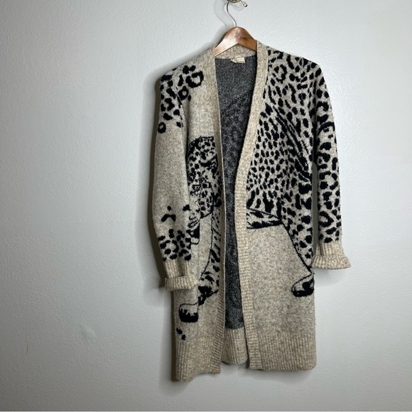 Anthropologie Moth Lucerne Leopard Long Cardigan Sweater Size XS - Picture 5 of 15